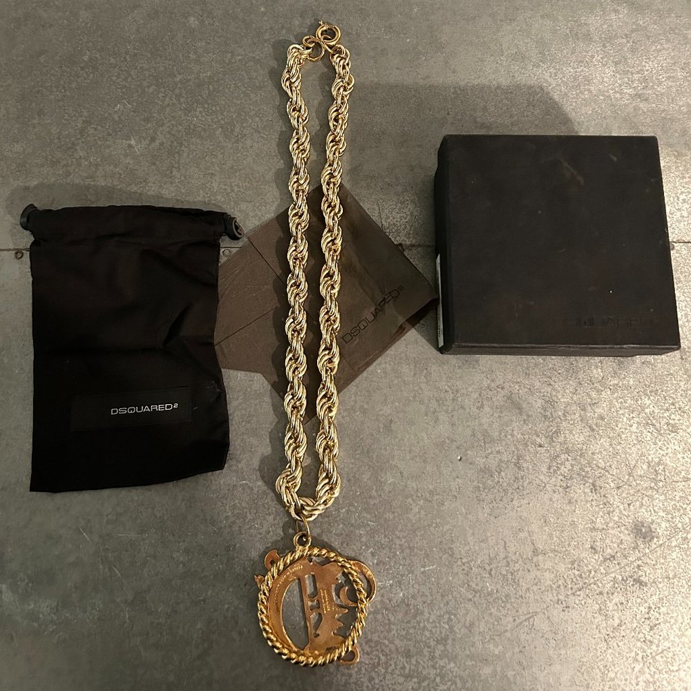 Dsquared2 Gold Rope Chain Necklace - Picture 2 of 7
